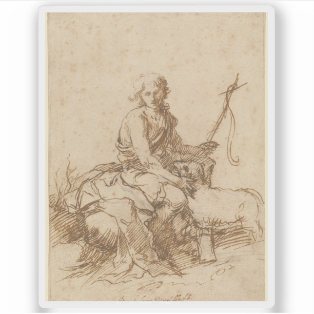 B.E. Murillo - Der jugendliche Johannes der Taufe Aufkleber (Vorderseite)
