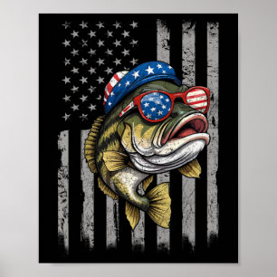 B Fisch 4. Juli Amerikanische US-Flagge Patriotisc Poster