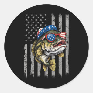 B Fisch 4. Juli US Flag Patriotische Fische Fisch Runder Aufkleber