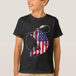 B Fisch American Flag Patriotic Fourth J T-Shirt