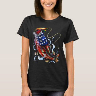 B Fisch American Flag Vater Vierte T-Shirt