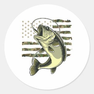 B Fisch Angeln Usa Amerikanische Flagge Tarnung Fi Runder Aufkleber
