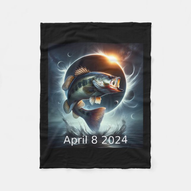 B Fisch Solar Eclipse 8. April 2024 Fleecedecke (Vorderseite)