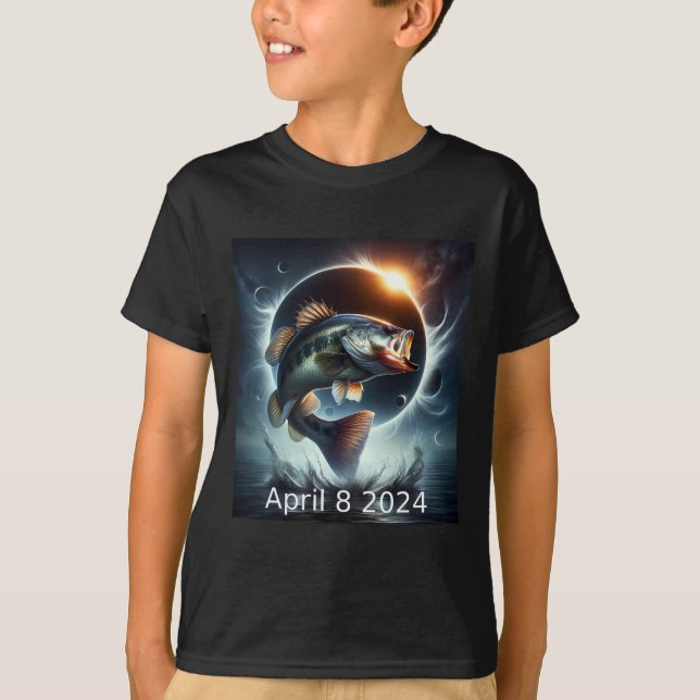 B Fisch Solar Eclipse 8. April 2024 T-Shirt (Vorderseite)