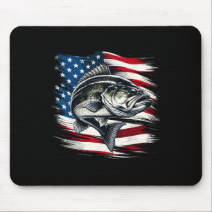 B Fisch USA-Flagge Fischer 4. Juli Angeln  Mousepad