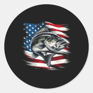 B Fische Flagge Fischer der USA 4. Juli Fischen Runder Aufkleber