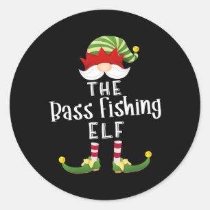B Fischen Elf Gruppe Weihnachten Funny Pajama Part Runder Aufkleber