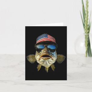 B Fischen T-Shirt USA Flagge Amerikanischer Hut Su Karte