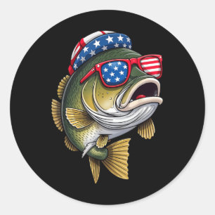 B Fischfang 4. Juli Amerika Flagge Usa Patrio Runder Aufkleber