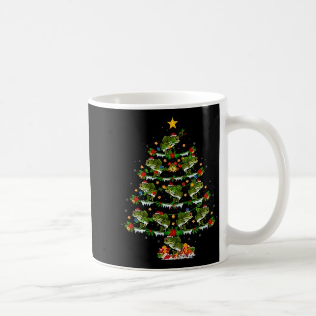 B Fish Christmas Tree Lights Funny B Fishing Xmas  Kaffeetasse (Rechts)