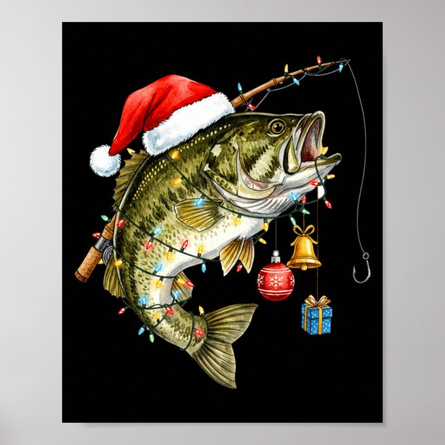 B Fish Festive Lights Christmas Funny Fishing Long Poster (Vorne)