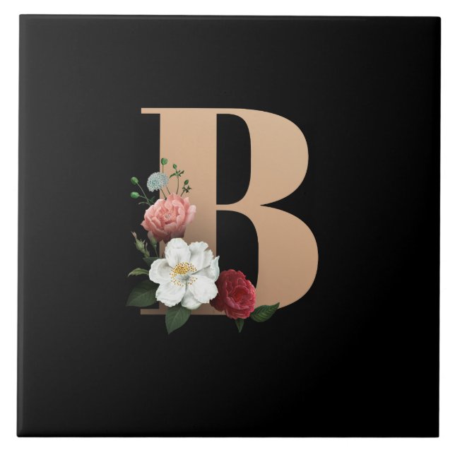 B Flower Monogram Fliese (Vorderseite)