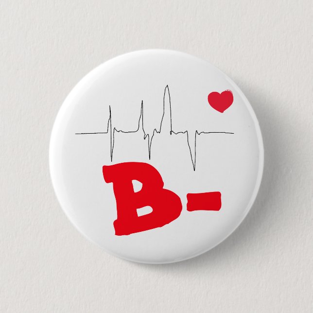 B- Funky Blutgruppe Herzfrequenz Knopf Button (Vorderseite)
