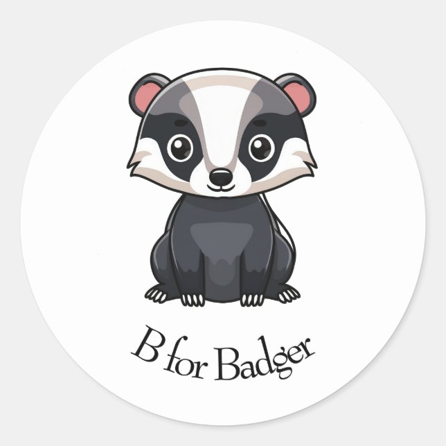 B für Badger Runder Aufkleber (Vorderseite)