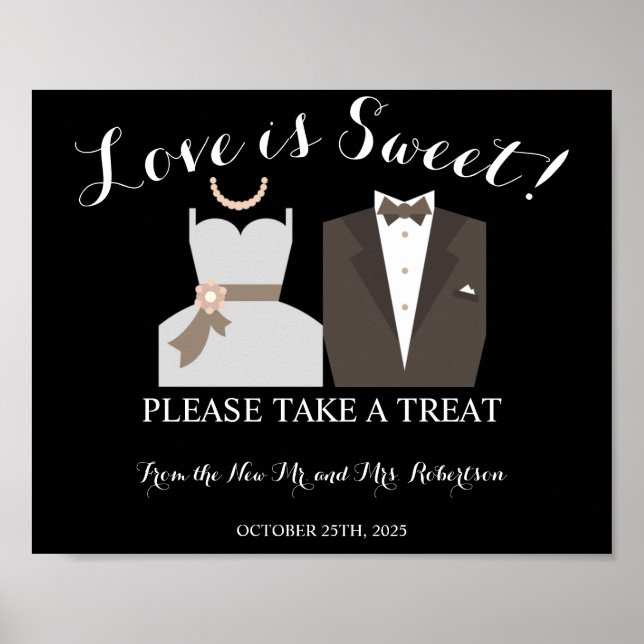 B & G Liebe ist Sweet Brautparty Wedding Poster (Vorne)