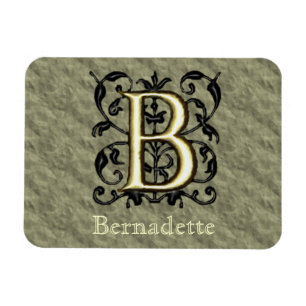 B - geprägtes Vintage-Monogramm (Gold) Magnet