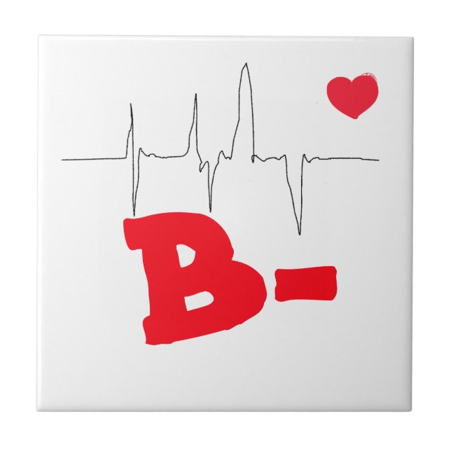 B- Herzfrequenz Funky Blood type Medical Fliese (Vorderseite)