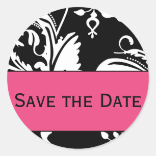 B&HP Contemporary Damask Save the Date Aufkleber