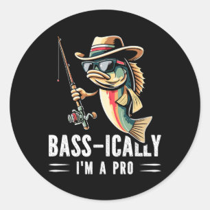 B-i bin ich ein Pro Funny Fishing Liebhaber Fisch Runder Aufkleber