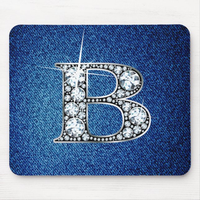 B Imitate -"Diamant Bling" auf Denim Mousepad (Vorne)