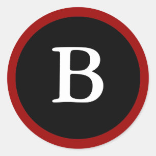 B: Initial B Letter B Red, White & Black Aufkleber