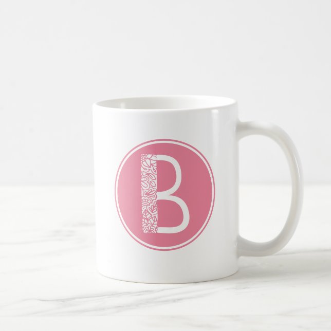 B Initiale florale Monogramm Kaffeetasse (Rechts)