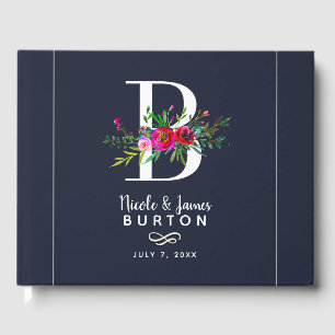 B Initiale Monogramm Blumen Name Hochzeit Gästebuch