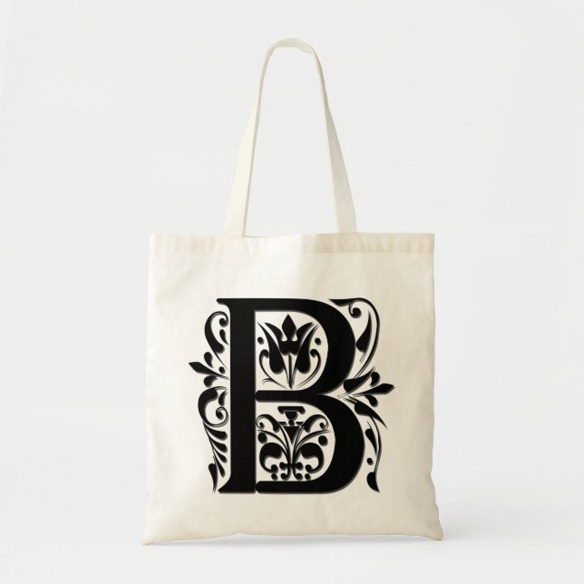 B Initialen-Monogramm - im Stil eines Scherenschni Tragetasche (Vorne)