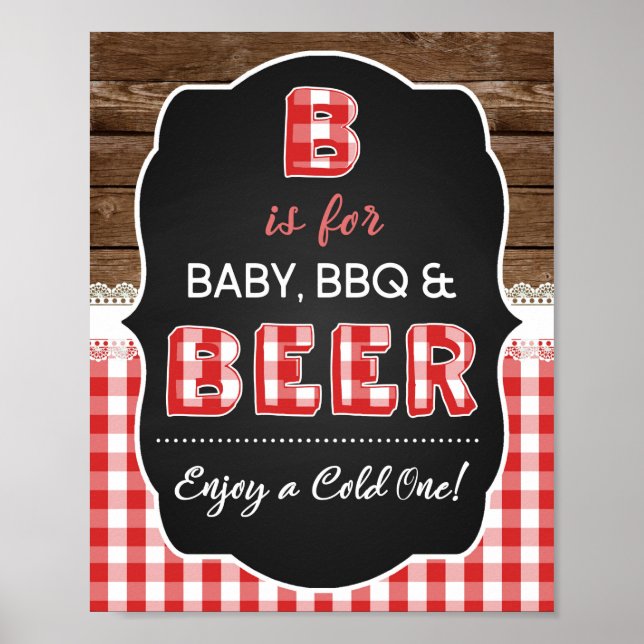B ist für Baby, GRILLEN & Beer-Zeichen - Red Baby  Poster (Vorne)