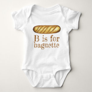 B ist für BAGUETTE French Bread Loaf Alphabet ABCs Baby Strampler