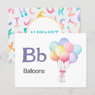 B ist für Balloons - Alphabet Flash Card Postkarte