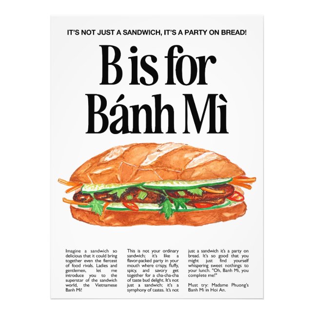 B ist für Banh Mi Fotodruck (Vorne)