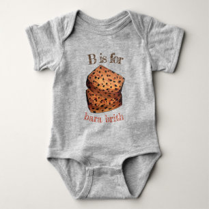 B ist für Bara Brith Welsh UK Speckled Fruchtbrot Baby Strampler
