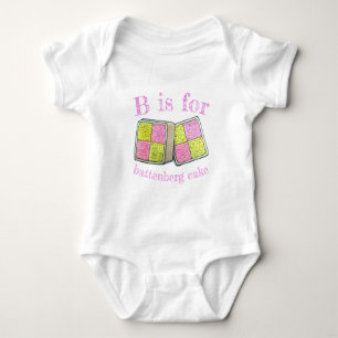 B ist für Battenberg Marzipan Sponge Cake UK Bakin Baby Strampler
