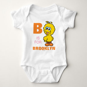 B ist für Big Bird   Name hinzufügen Baby Strampler
