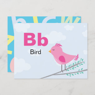 B ist für Bird - Alphabet Flash Card Postkarte