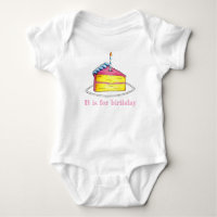 B ist für Birthday Cake Slice Candle Pink Alphabet