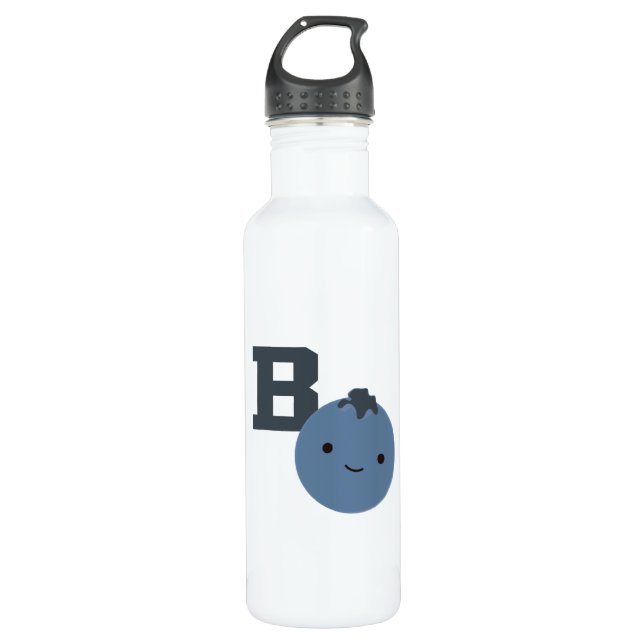B ist für Blueberry Edelstahlflasche (Vorderseite)