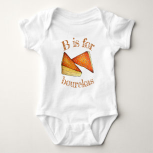 B ist für Bourekas Pastry Food jüdische Küche Baby Strampler