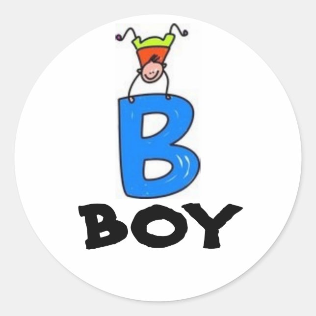 "B" ist für BOY Runder Aufkleber (Vorderseite)
