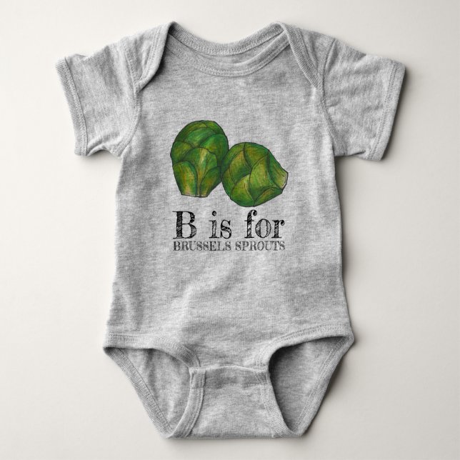 B ist für BRÜSSEL SPROUTS Green Veggie Alphabet B Baby Strampler (Vorderseite)
