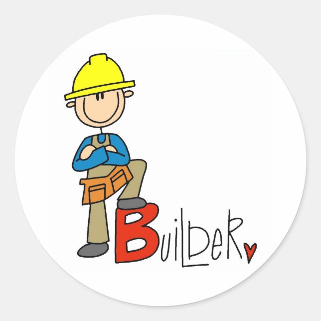 B ist für Builder Runder Aufkleber (Vorderseite)