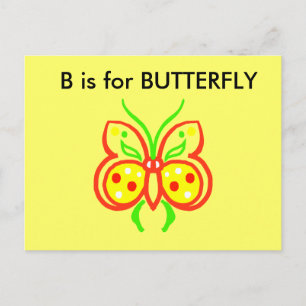 "B" ist für Butterfly Alphabet Flashcard Postkarte