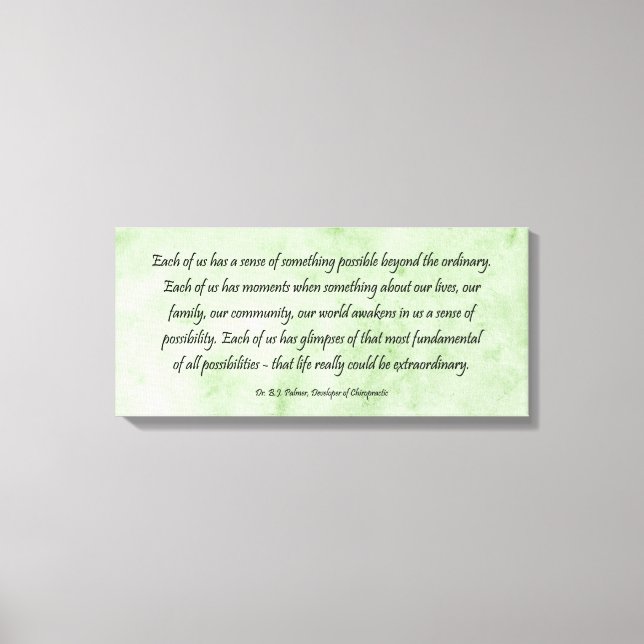 B J Palmer Außergewöhnliches Leben Leinwanddruck (Vorderseite)