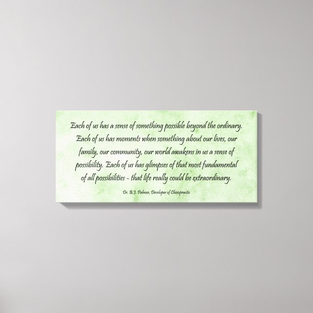 B J Palmer Außergewöhnliches Leben Leinwanddruck (Vorderseite)