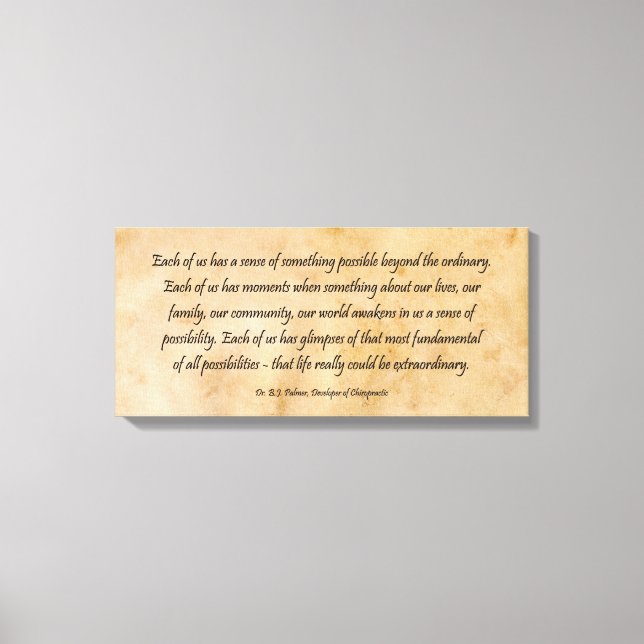 B J Palmer Außergewöhnliches Leben Leinwanddruck (Vorderseite)