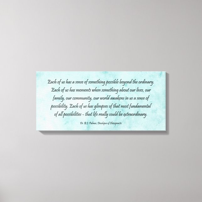 B J Palmer Außergewöhnliches Leben Leinwanddruck (Vorderseite)