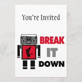 B-Junge Boombox Roboter-Bruch es unten Einladung