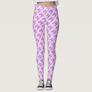 B mit Monogramm lila rosa gemusterte Leggings