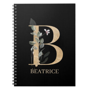 B Monogram Floral Personalisiertes Notebook Notizblock